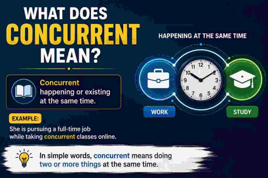Concurrent meaning explained through overlapping parallel timelines diagram
