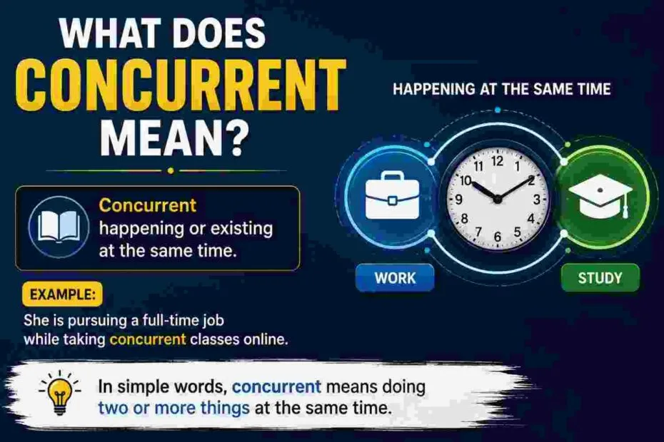 Concurrent meaning explained through overlapping parallel timelines diagram