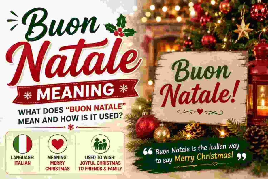 Buon Natale meaning - traditional Italian Christmas table with panettone and festive decorations