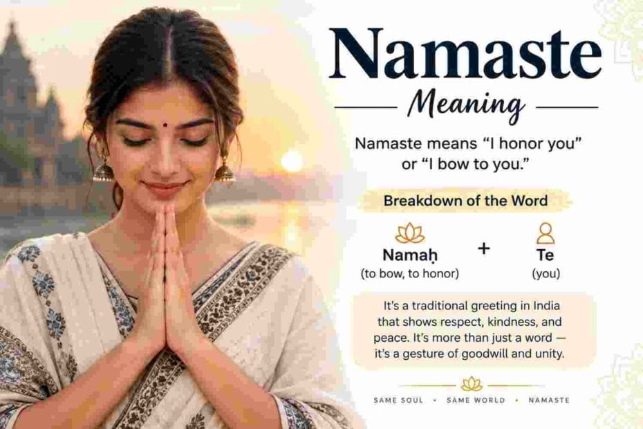 Hands folded in Anjali Mudra showing the true namaste meaning